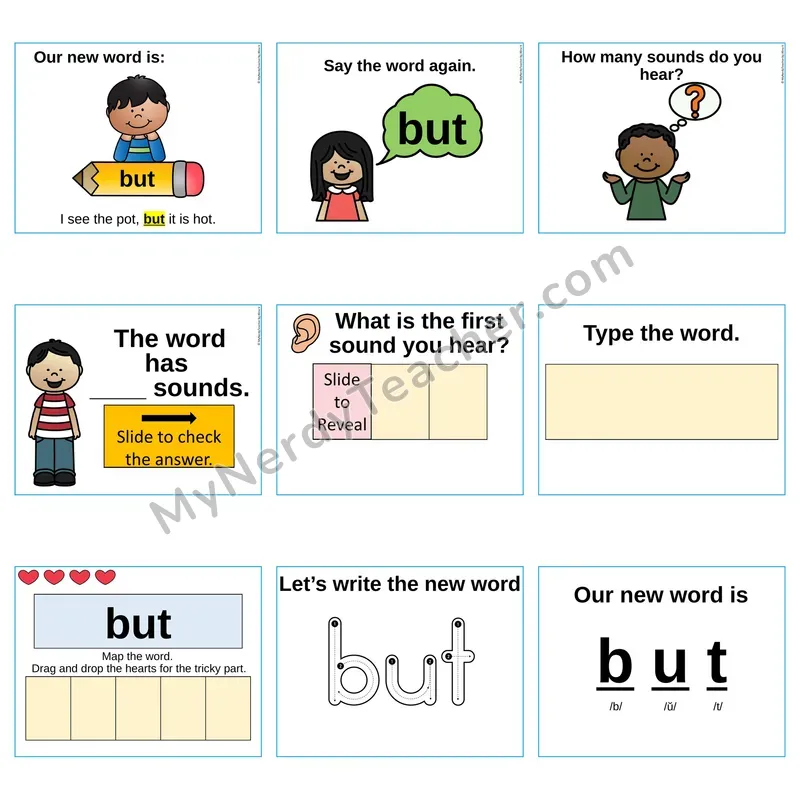 Heart Word Slides Sight Word — but (Editable PowerPoint Lesson)