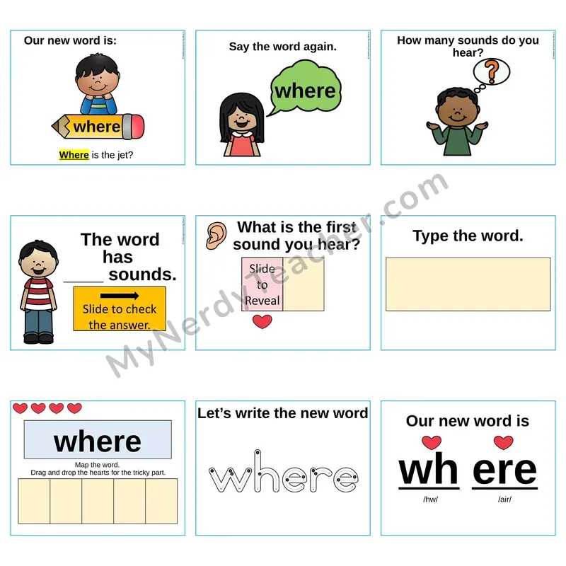 Heart Word Slides Sight Word — where (Editable PowerPoint Lesson)