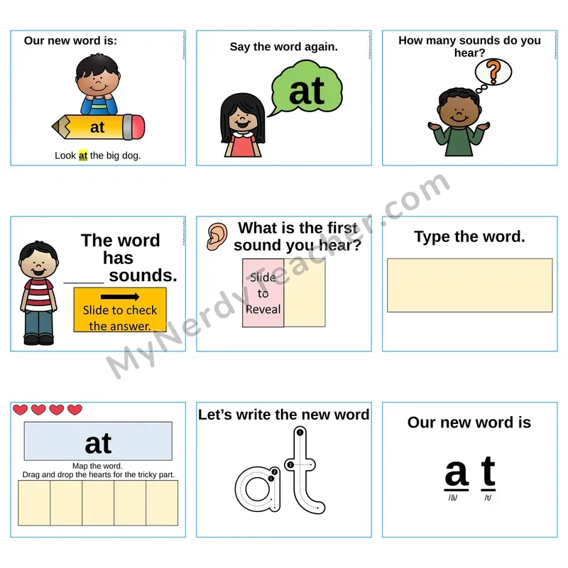 Heart Word Slides Sight Word — at (Editable PowerPoint Lesson)