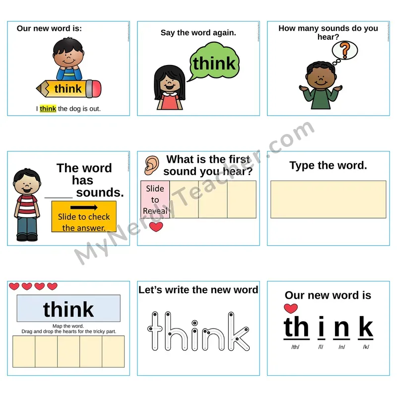Heart Word Slides Sight Word — think (Editable PowerPoint Lesson)