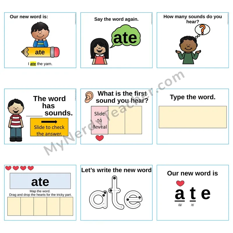 Heart Word Slides Sight Word — ate (Editable PowerPoint Lesson)