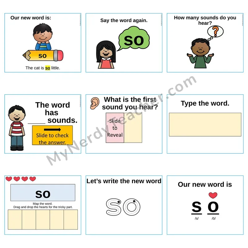 Heart Word Slides Sight Word — so (Editable PowerPoint Lesson)