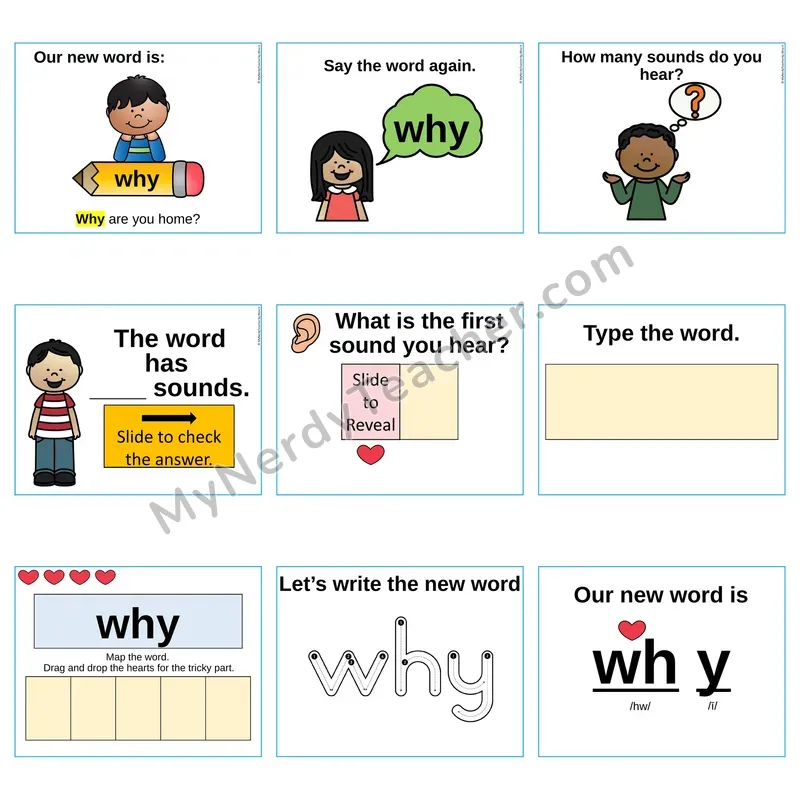 Heart Word Slides Sight Word — why (Editable PowerPoint Lesson)