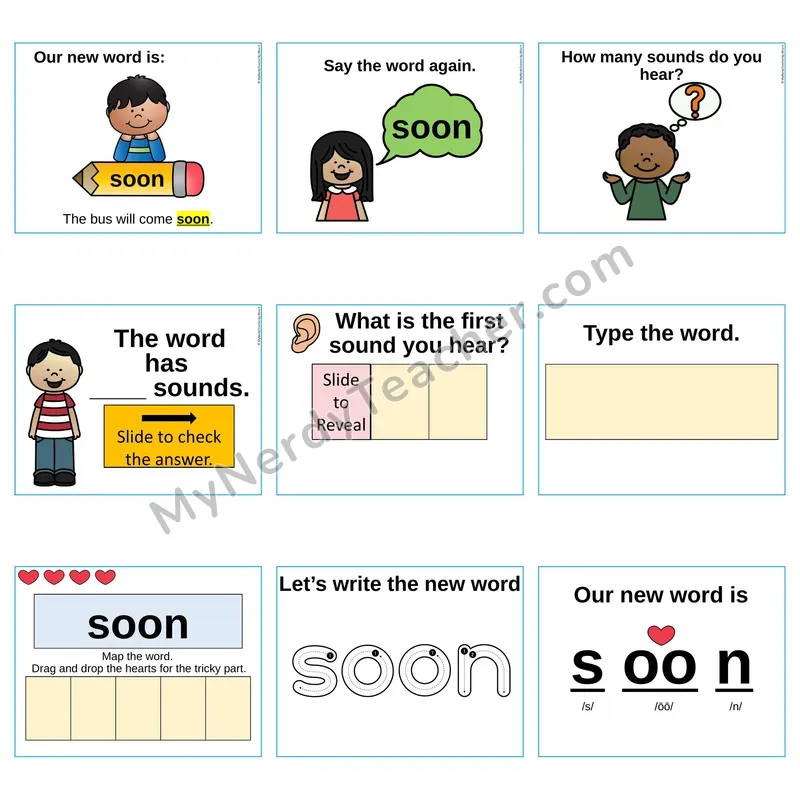 Heart Word Slides Sight Word — soon (Editable PowerPoint Lesson)