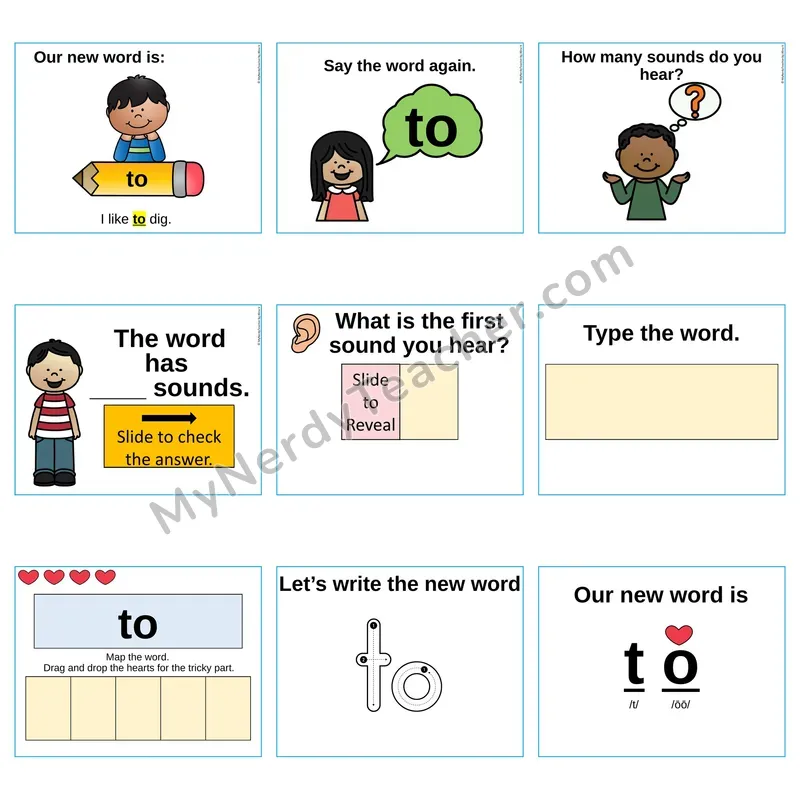Heart Word Slides Sight Word — to (Editable PowerPoint Lesson)