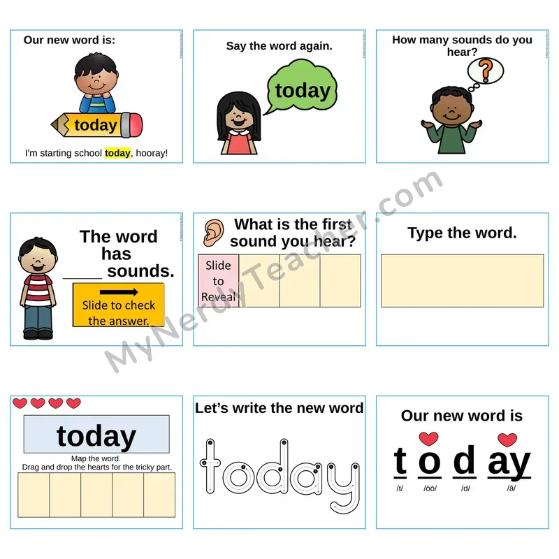 Heart Word Slides Sight Word — today (Editable PowerPoint Lesson)