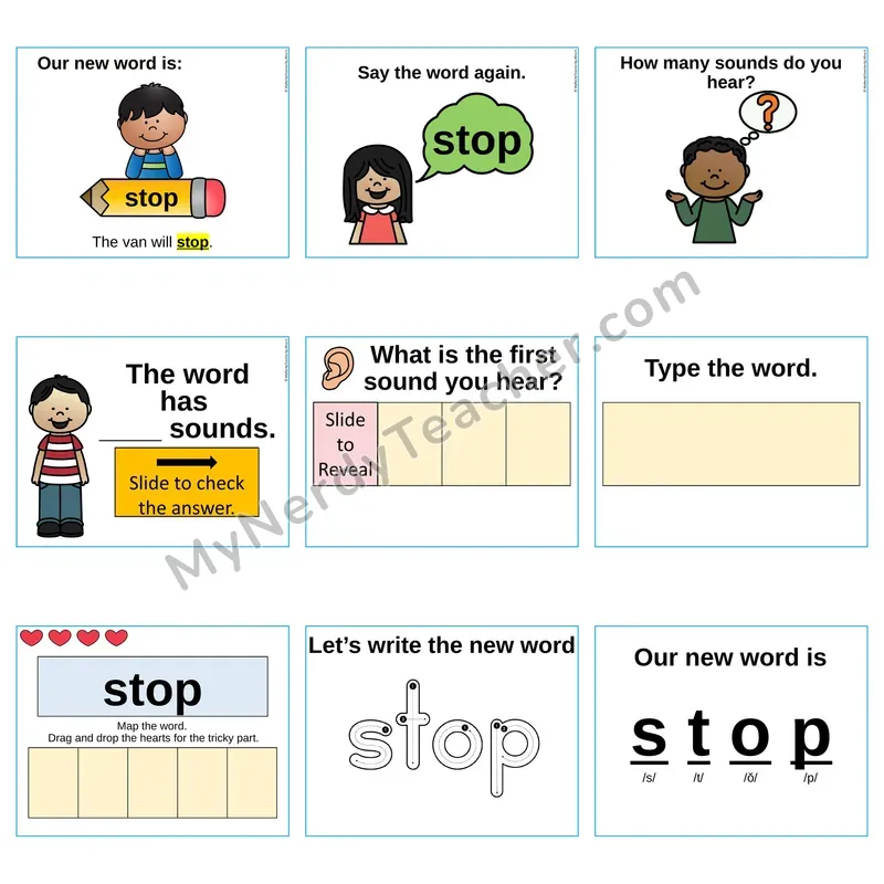 Heart Word Slides Sight Word — stop (Editable PowerPoint Lesson)