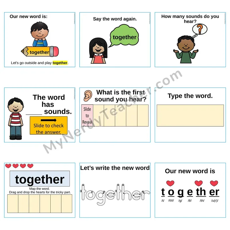 Heart Word Slides Sight Word — together (Editable PowerPoint Lesson)