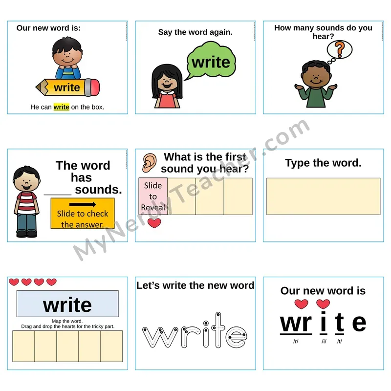 Heart Word Slides Sight Word — write (Editable PowerPoint Lesson)