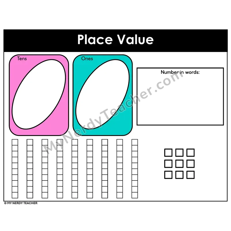 Place Value Mat — Tens and Ones With Base Ten Blocks