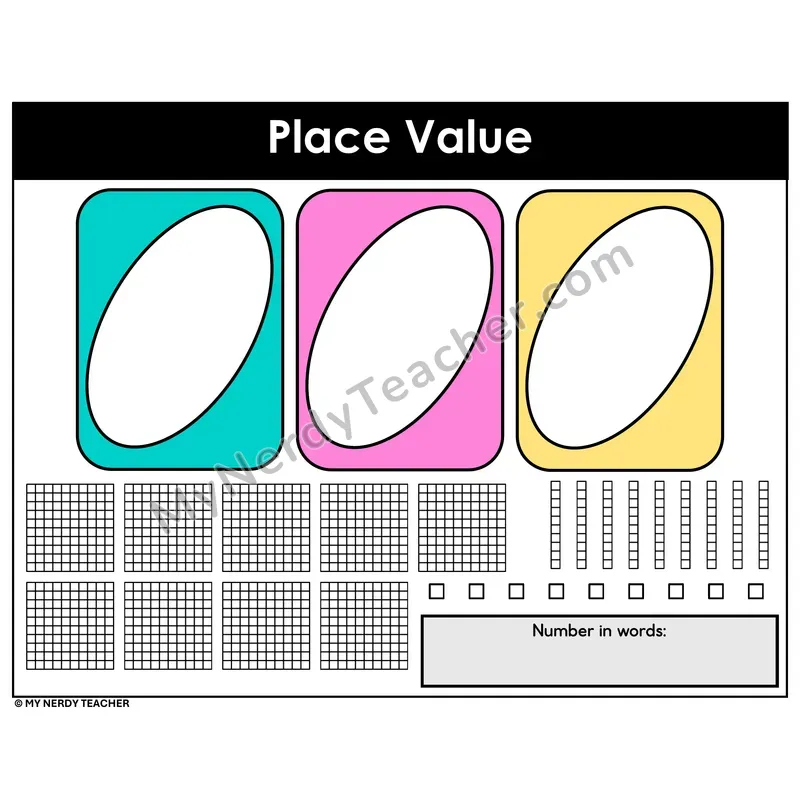 Place Value Mat — Hundreds Tens and Ones With Base Ten Blocks