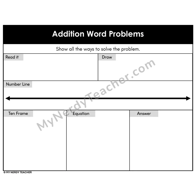 Addition Word Problems Mat