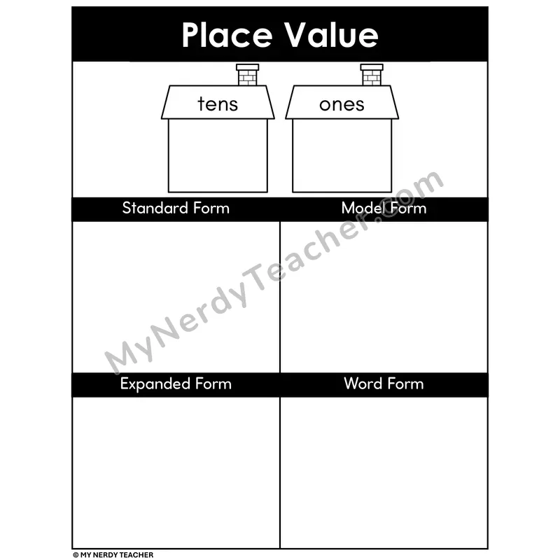 Place Value Houses Mat - 2-Digit Word Form