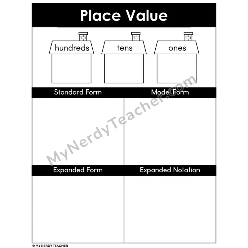 Place Value Houses Mat - 3-Digit Expanded Notation