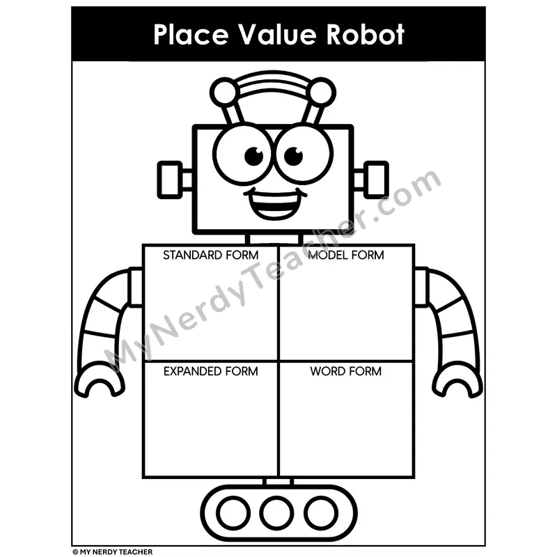 Place Value Robot Mat - Word Form Version 1