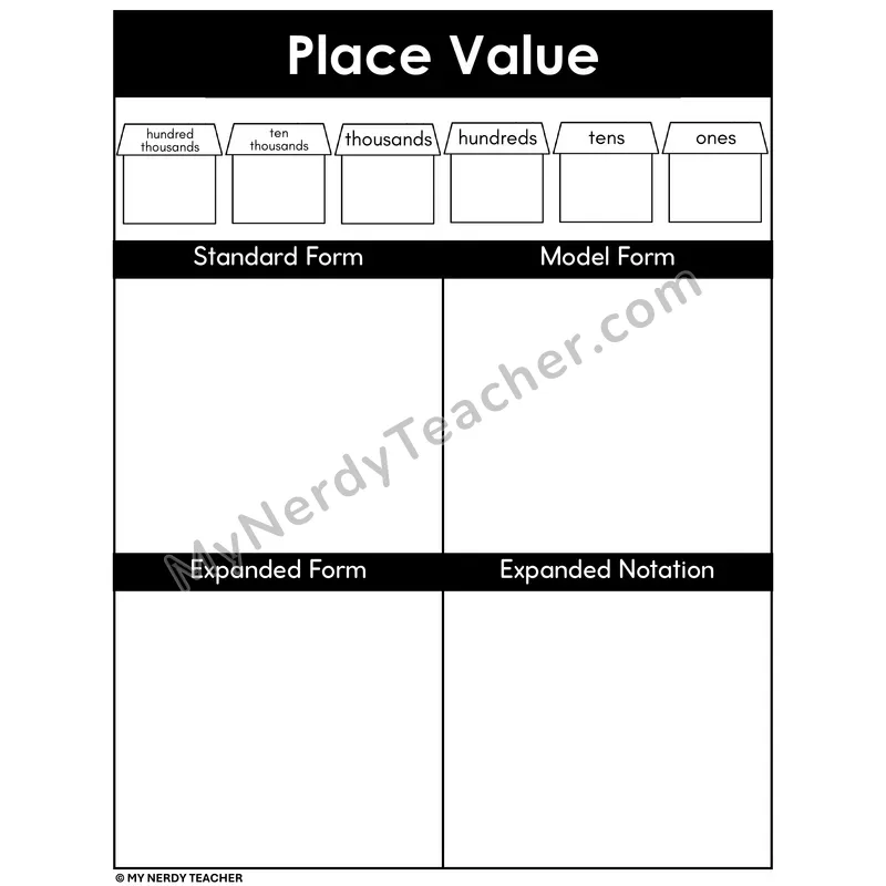 Place Value Houses Mat - 6-Digit Expanded Notation