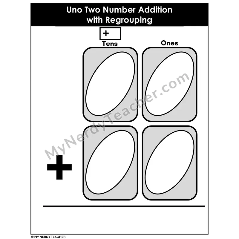Uno Two Number Addition With Regrouping Mat