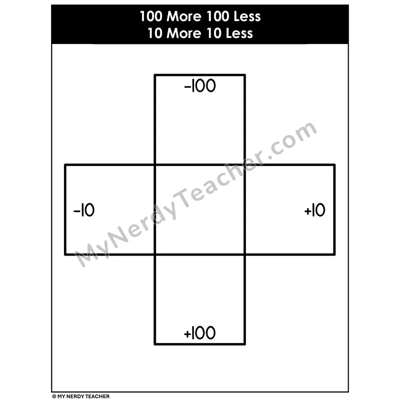 100 More 100 Less 10 More 10 Less Mat