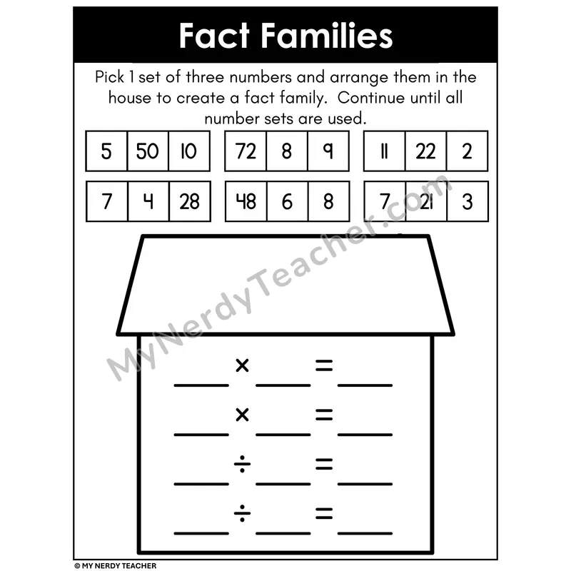 Multiplication and Division Fact Families Practice 2