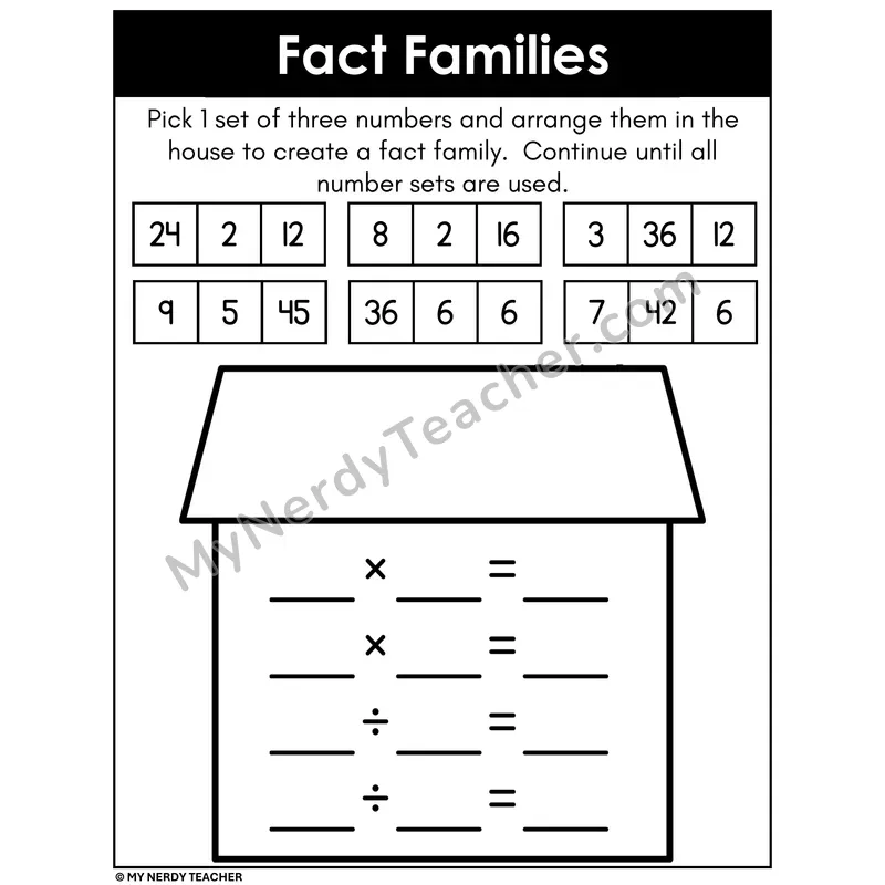 Multiplication and Division Fact Families Practice 1