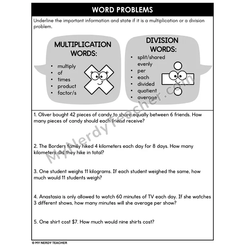 Multiplication and Division Word Problems Set 2