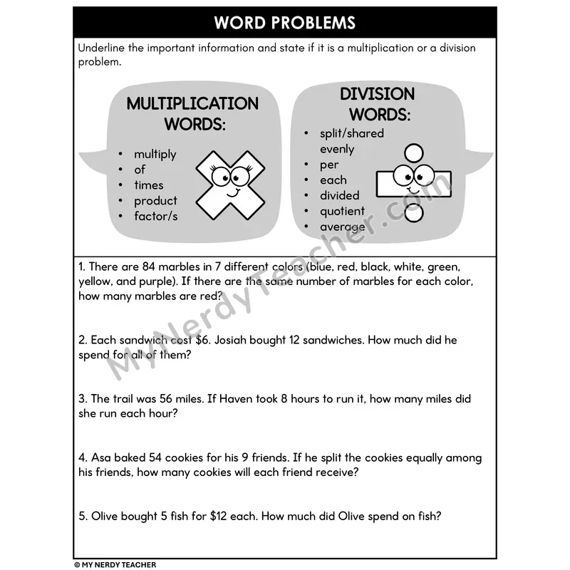 Multiplication and Division Word Problems Set 3