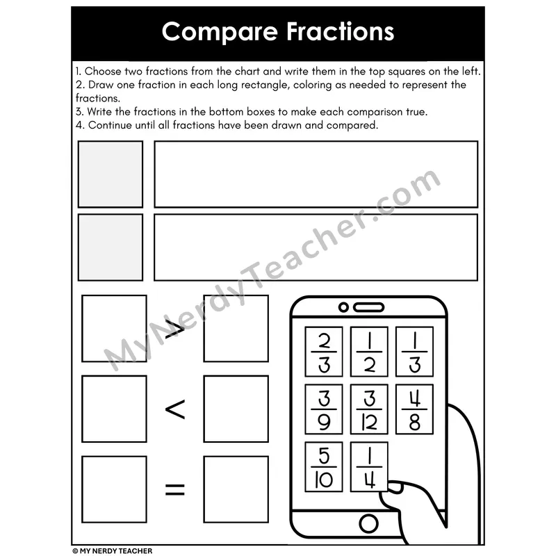 Compare Fractions — Mixed Fractions With Equivalents