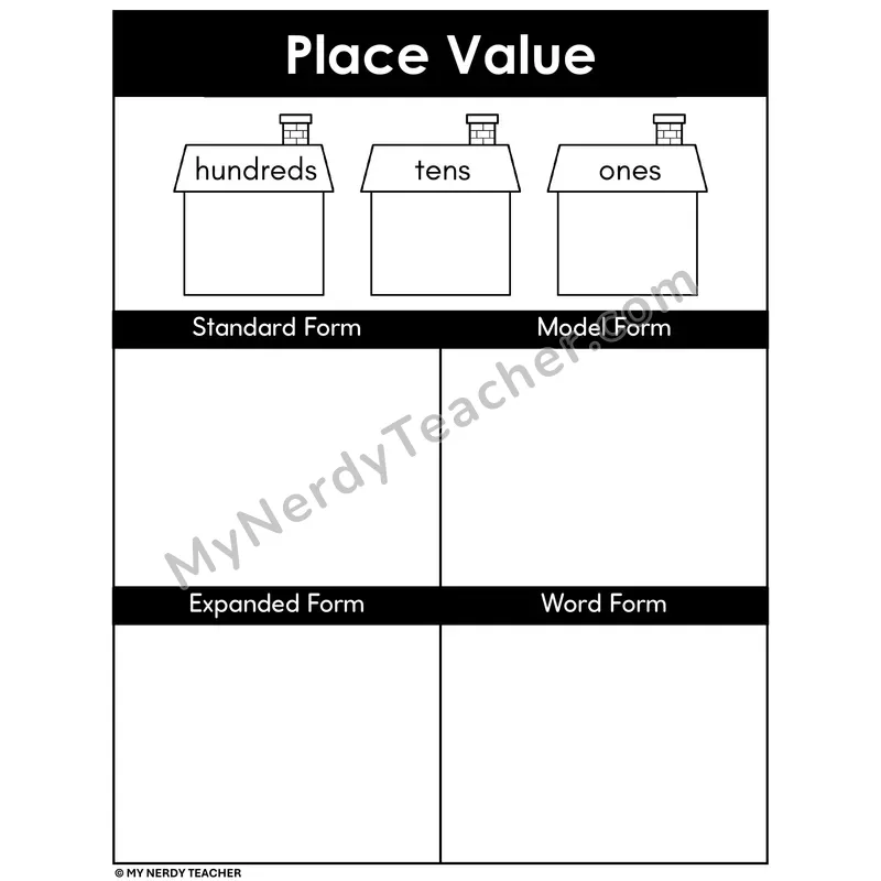 Three-Digit Place Value House Mat — Standard, Model, Expanded & Word Form