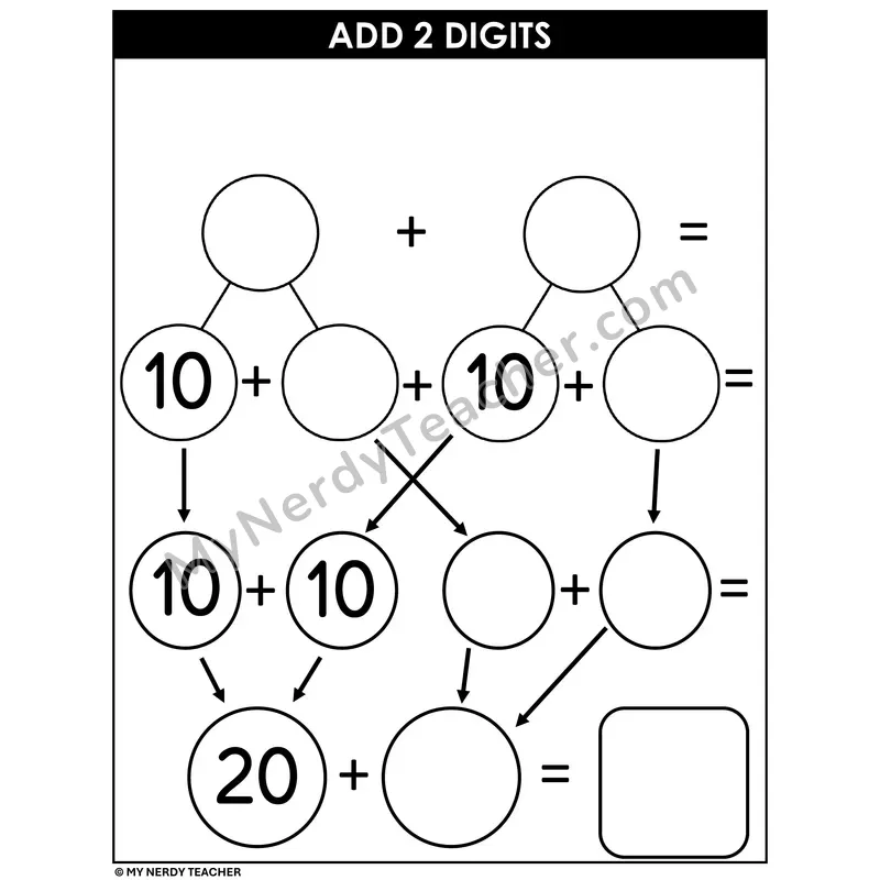 Add Two-Digit Numbers Mat — Break Apart Strategy