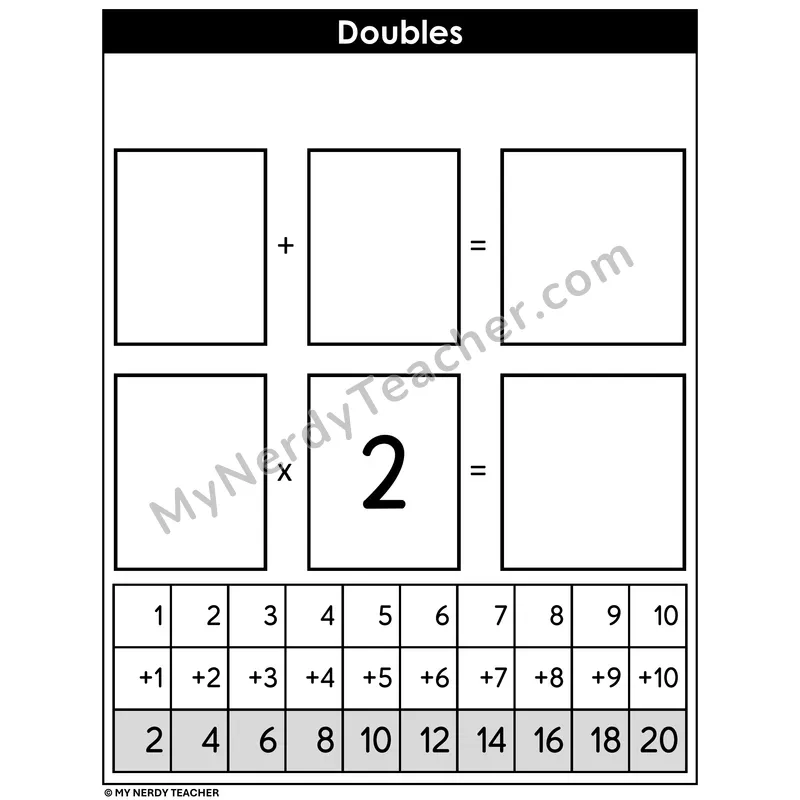 Doubles Mat with Answer Key — Addition and Multiplication