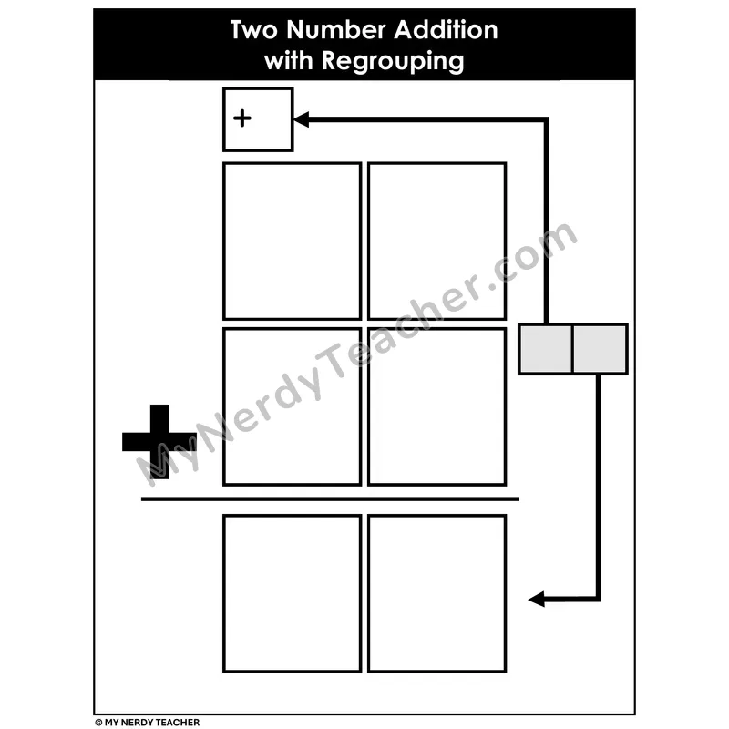 Two-Digit Addition with Regrouping Mat — Grid with Side Tabs