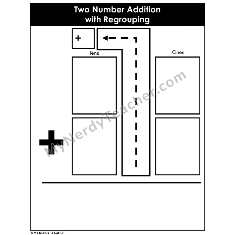 Two-Digit Addition with Regrouping Mat — Arrow Indicator