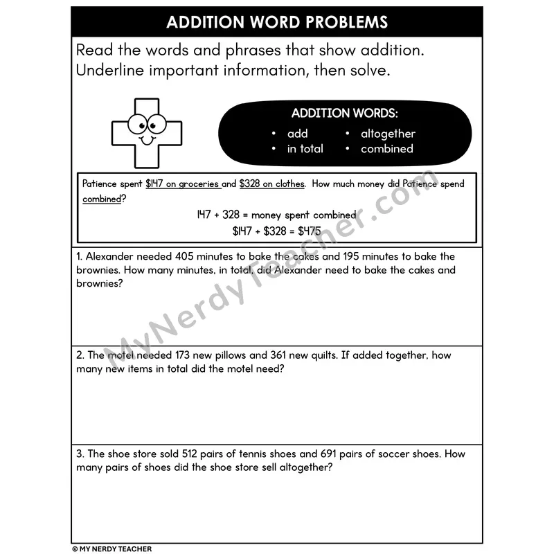 Addition Word Problems Within 1000 — Three-Digit Numbers Level 2