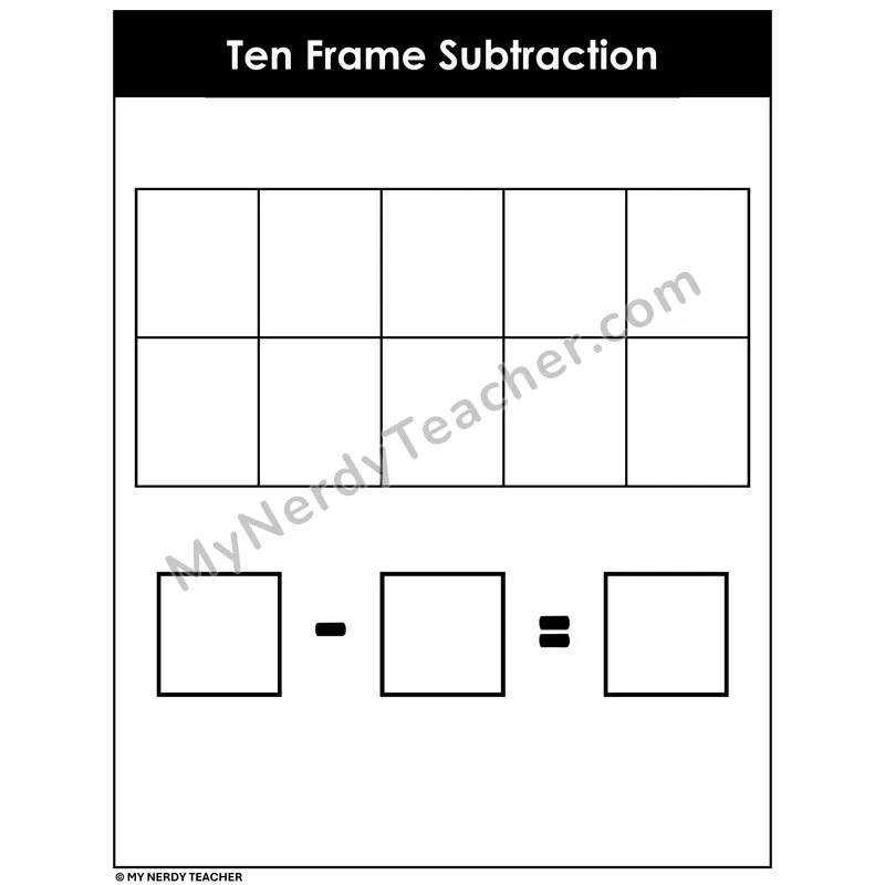 Ten Frame Subtraction Mat — Single Ten Frame