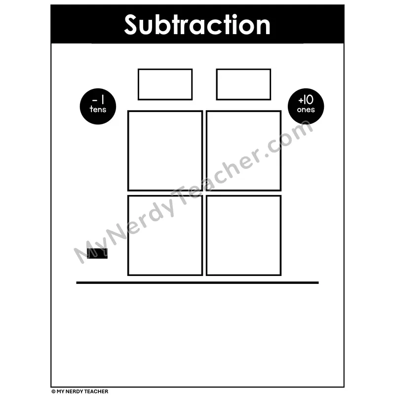 Two-Digit Subtraction with Regrouping Mat — Visual Regrouping Indicators