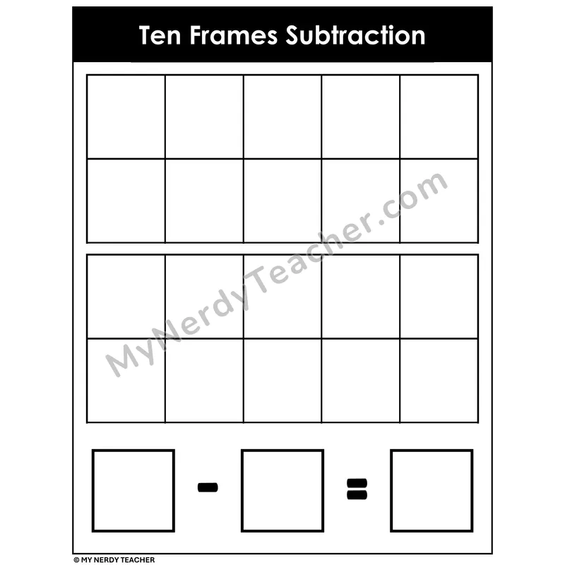 Ten Frames Subtraction Mat — Double Ten Frame