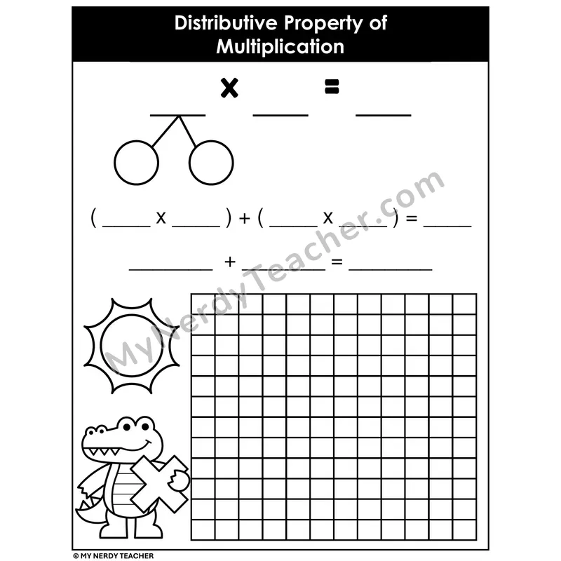 Distributive Property of Multiplication Mat — Area Model Practice