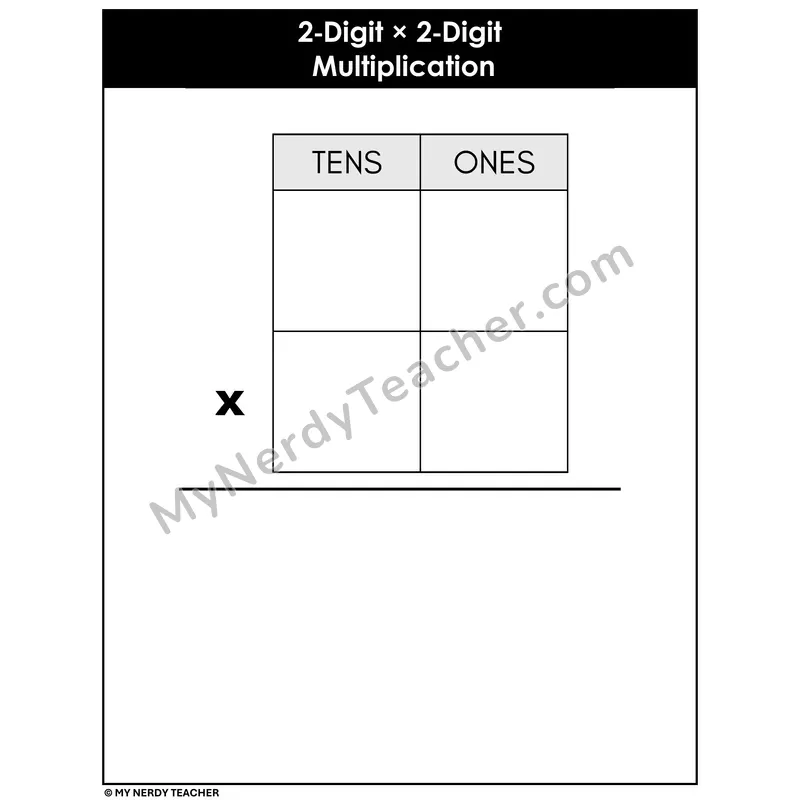 2-Digit by 2-Digit Multiplication Mat — Place Value Template