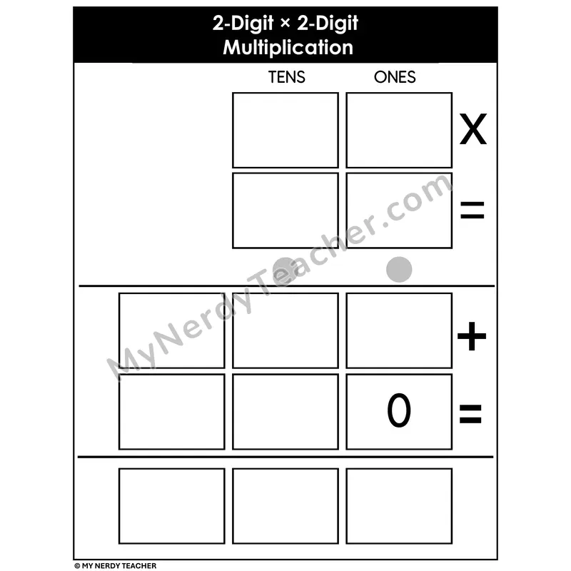 2-Digit by 2-Digit Multiplication Mat — Partial Products 2