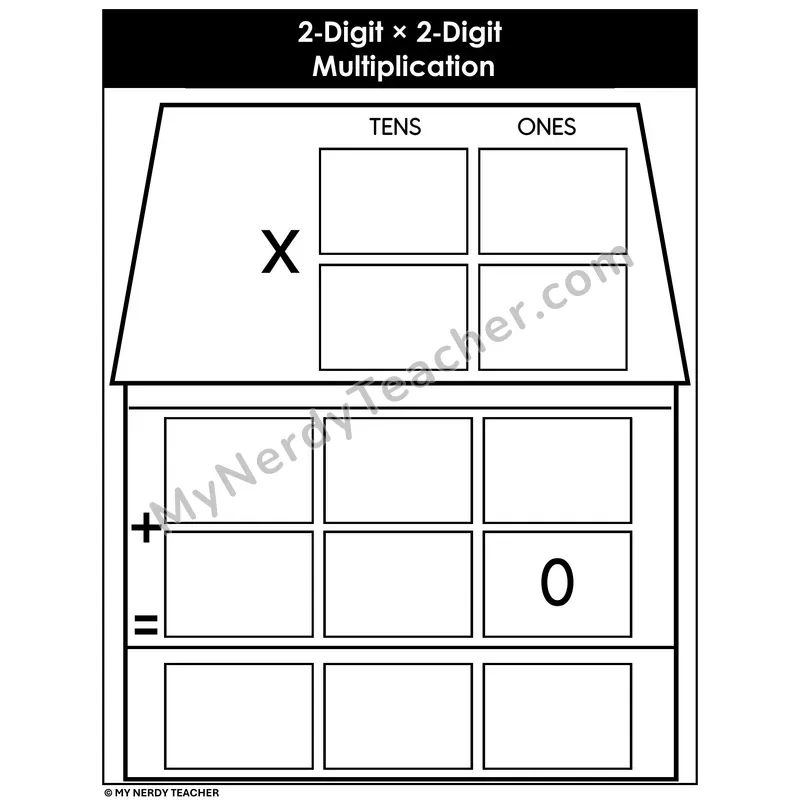 2-Digit by 2-Digit Multiplication Mat — House Theme