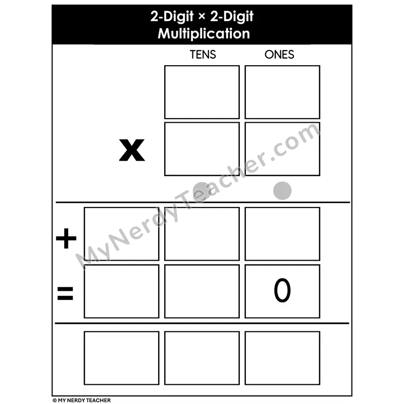 2-Digit by 2-Digit Multiplication Mat — Partial Products 1
