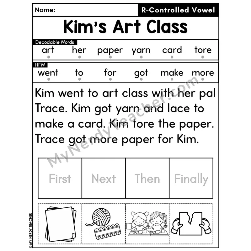 R-Controlled Vowels Decodable Passage Editable PPT #33 — Kim's Art Class