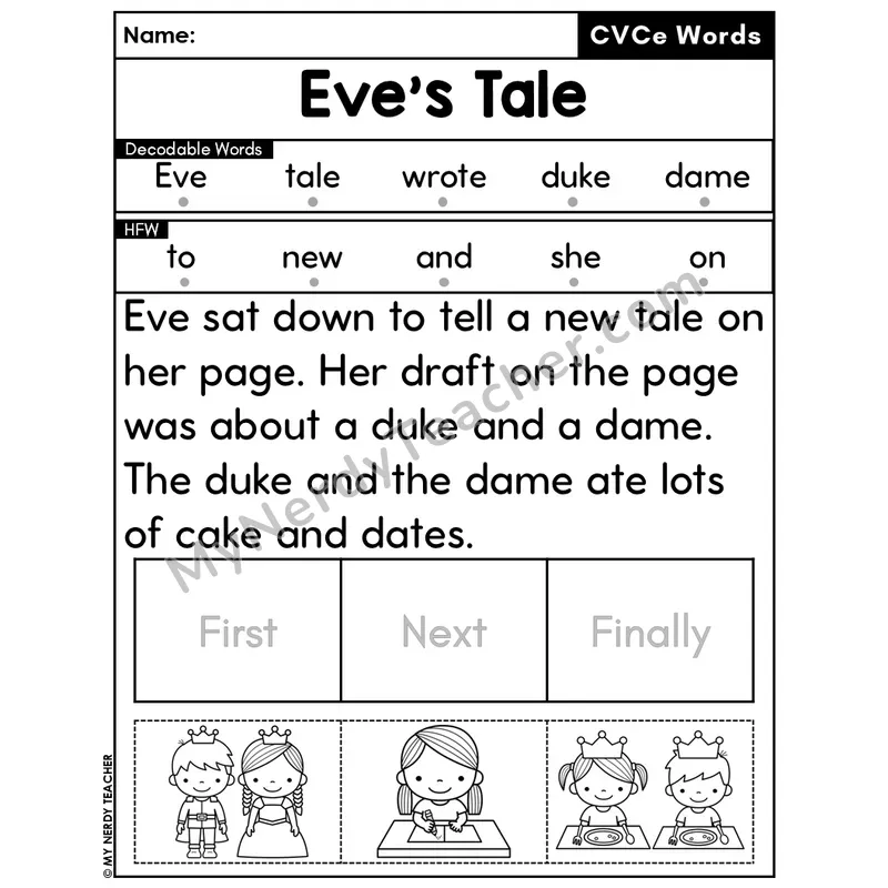CVCe Silent E Decodable Passage Editable PPT #34 — Eve's Tale