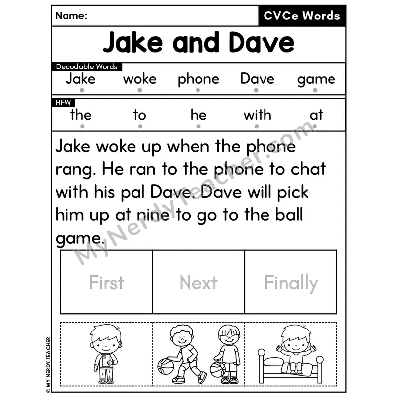 CVCe Silent E Decodable Passage Editable PPT #29 — Jake and Dave