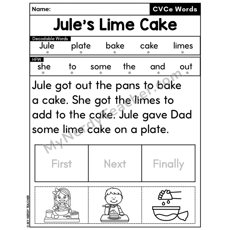 CVCe Silent E Decodable Passage Editable PPT #3 — Jule's Lime Cake