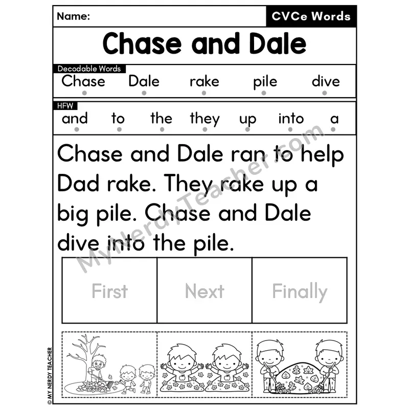CVCe Silent E Decodable Passage Editable PPT #5 — Chase and Dale