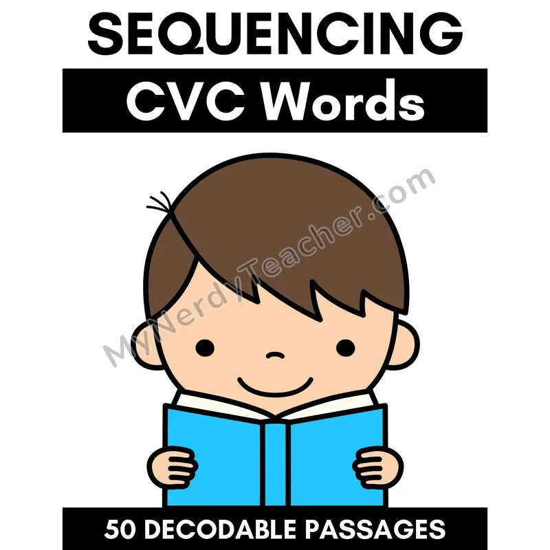CVC Short Vowel Decodable Passages — Full-Color Cover (White Background)