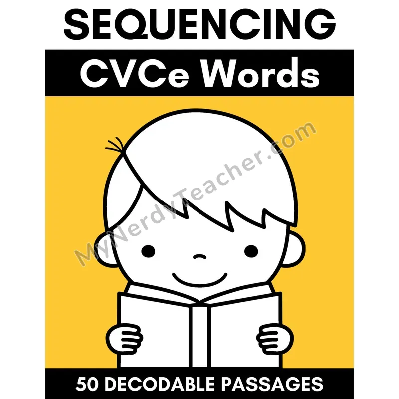 CVCe Silent E Long Vowel Decodable Passages — Coloring Page Cover