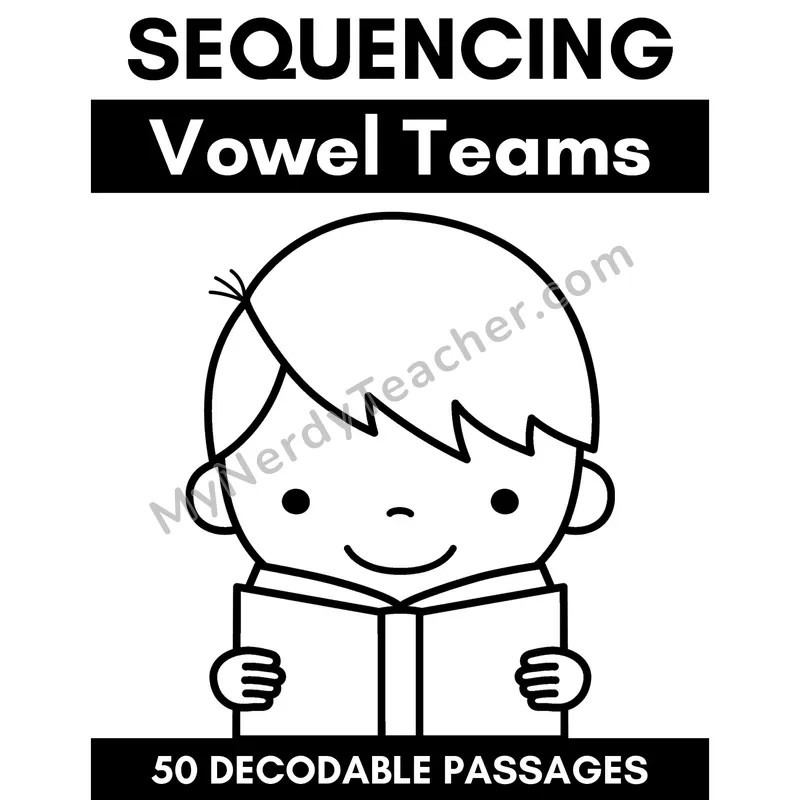 Vowel Teams Decodable Passages — Coloring Page Cover (White Background)