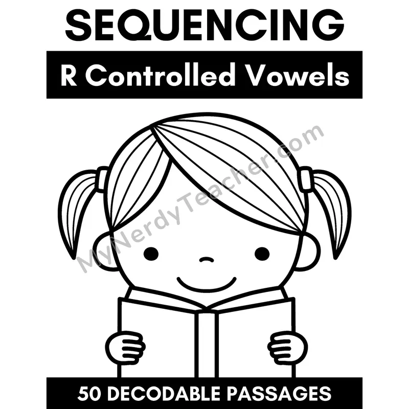R-Controlled Vowel Decodable Passages — Coloring Page Cover (White Background)